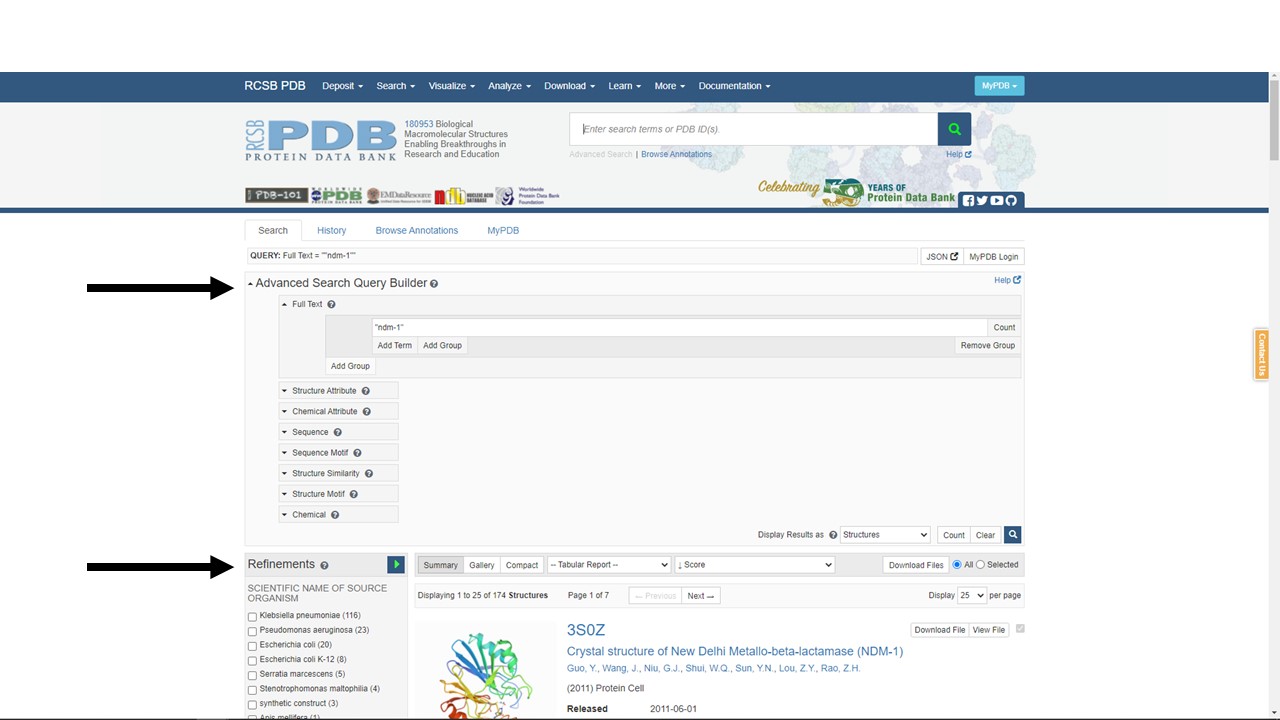 PDB search results for ndm-1
